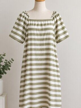 New Saint Jaimes White Striped Midi Dress EU T40
